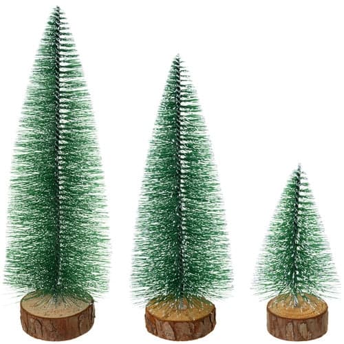 Mini julgranar snöklädda med träbas 3-pack 11,5–28 cm