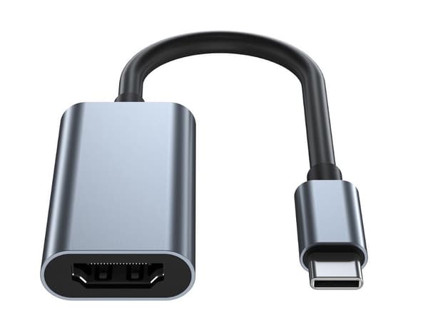 USB-C til HDMI-adapter 4K 60Hz 18 cm kabel sølv/sort