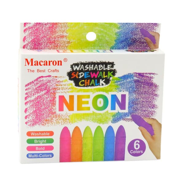 Neonkritor set 6-pack för trottoar, tavla och papper