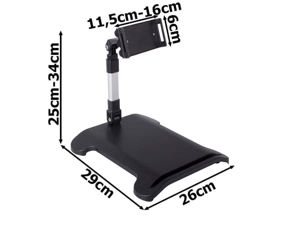 Mobil- og tabletstativ 2-i-1 til 2 enheder, justerbart, sort