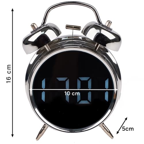 Digital väckarklocka retro LED-display ljudaktivering silver/vit