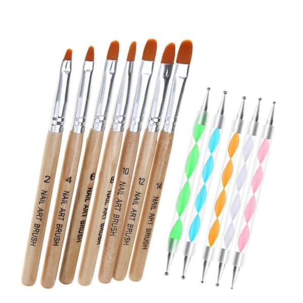 Negleværktøj - 7 Pensler & 5 Dotting Tools til Perfekt