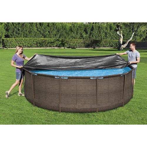 Poolöverdrag för rampool 366 cm diameter, svart PVC/PP