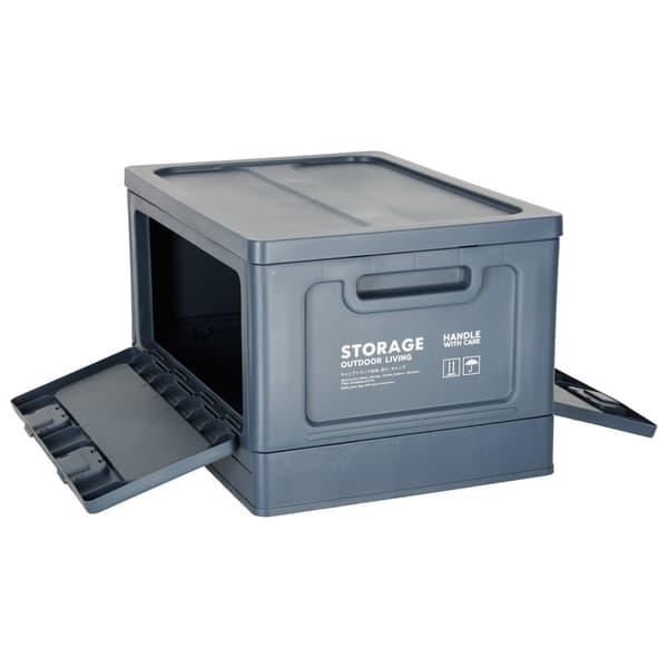 Fällbar förvaringsbox med lock 25 L mörkblå för bil/camping