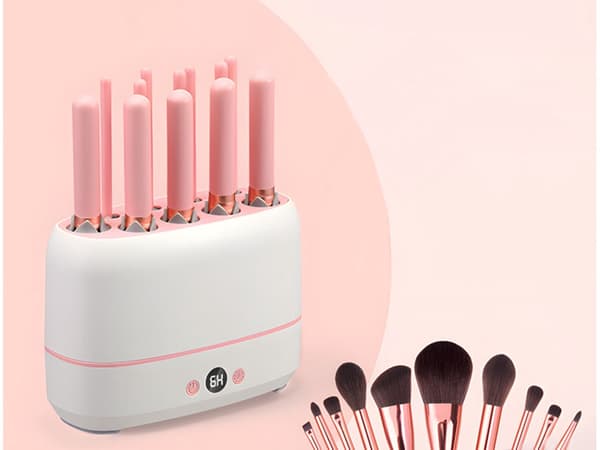 Elektrisk børretørrer til makeupbørster 12 stk med timer, USB 10 W