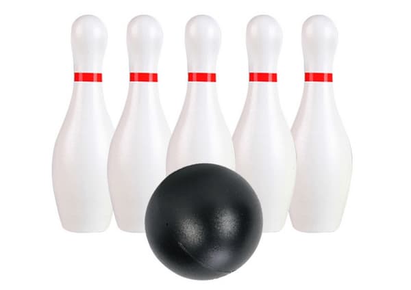 Bowling sæt i plast 10 kegler + 2 bolde, bærbart til børn & voksne