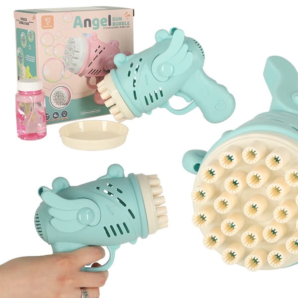Såpbubbelpistol med vingar blå, automatisk, 3xAA (ingår ej)