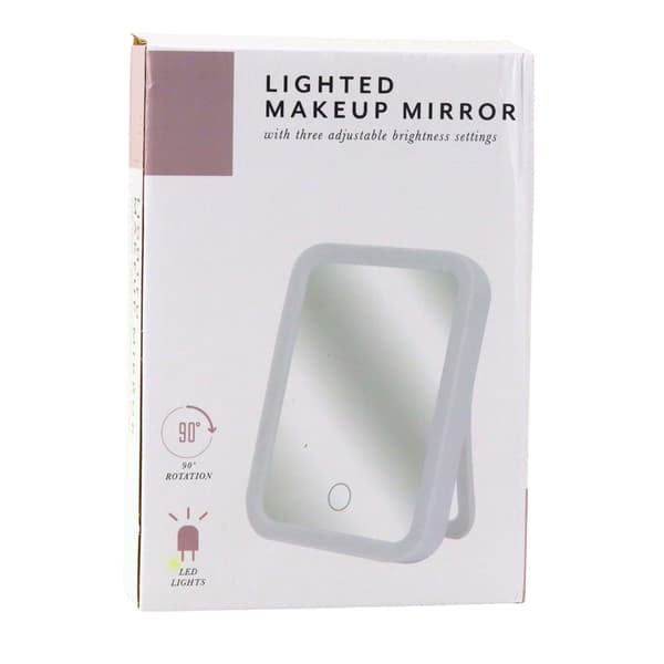 LED-makeup-spejl med touch, 3 lysindstillinger, USB, foldbart 17,5x13 cm