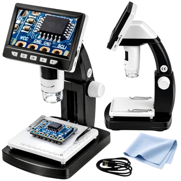 Digitalt mikroskop 1000x med 4,3" IPS LCD, USB-C, Windows/Mac