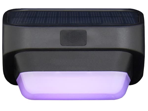 Solcellelampe LED RGB til trappe/hegn med skumringssensor sort