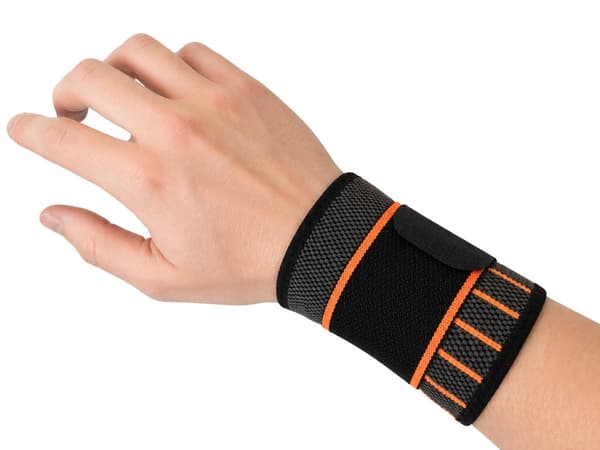 Håndledsstøtte kompression med velcro polyester/bomuld grå/orange