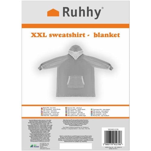 Oversize sweatshirt-viltti hupulla ja taskulla flanelli harmaa XXL
