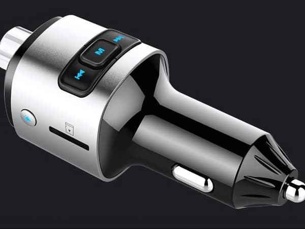 Bluetooth FM-sender billader 2x USB, BT 5.0, sølv/sort