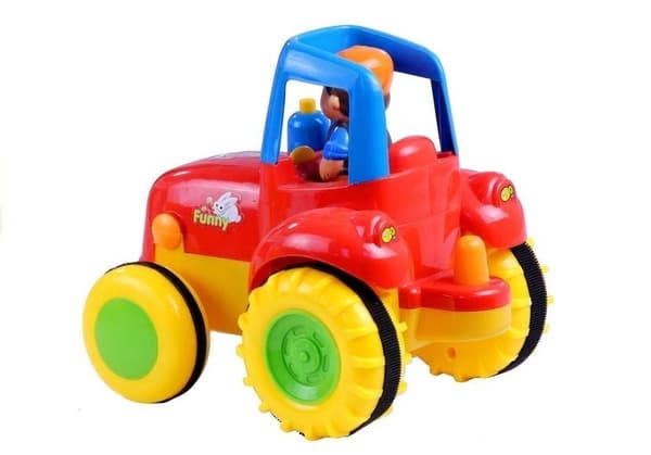 Legetraktor med anhænger og dyrefigurer, sæt 3 dele