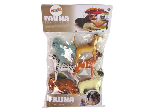 Koirafiguurit 6-pack kovaa kumia ca 10 cm, lelu 3+ år