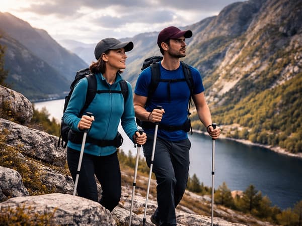 Trekkingstavar hopfällbara aluminium anti-shock 2-pack silver