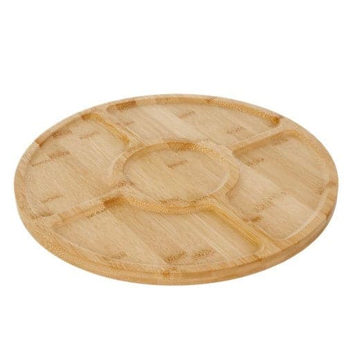 Roterande serveringsbräda bambu 33 cm med 5 fack halkfri bas
