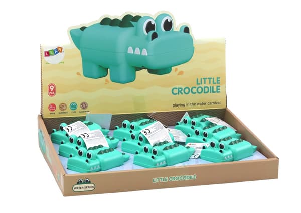 Optrækskrokodille badelegetøj grøn 11 cm, 1-pak