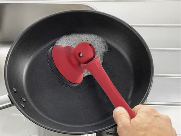Diskborste för kastruller med gummiborste 32,5 cm blå/röd