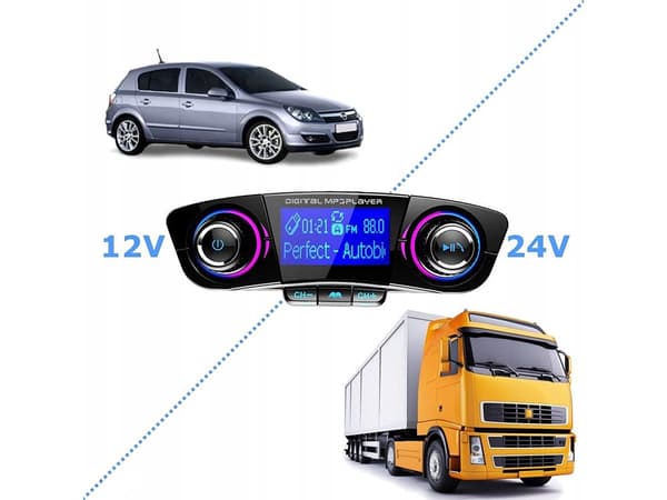 FM-lähetin Bluetooth 5.0 autoadapteri 12/24V 2x USB AUX SD