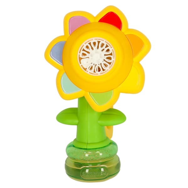 Sæbeboblemaskine blomsterform grøn med lys, genopladelig USB, 3+