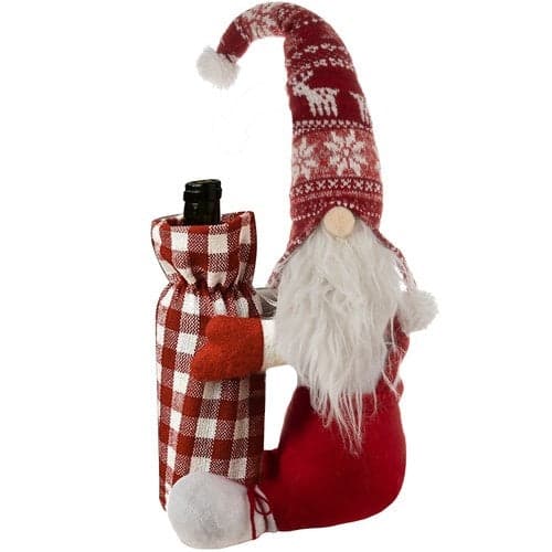 Julälva flaskpåse för vinflaska 55 cm röd/vit polyester