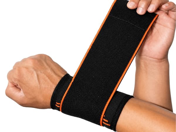 Håndledsstøtte kompression med velcro polyester/bomuld grå/orange