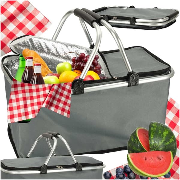 Termisk picknickkorg 32L fällbar med aluminiumram grå