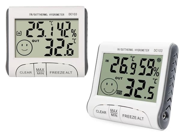 Väderstation termometer/hygrometer med extern sensor, inne/ute, vit