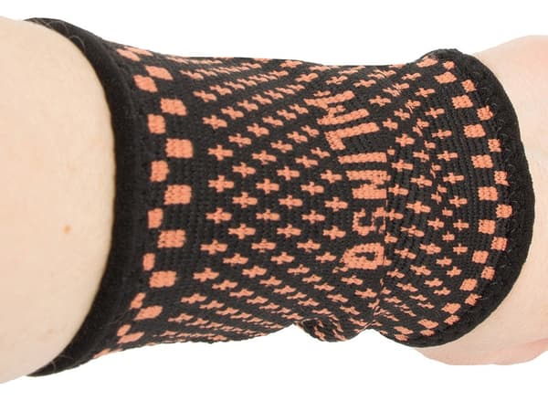 Håndledsstøtte elastisk 17–21 cm sort/orange 13x9 cm