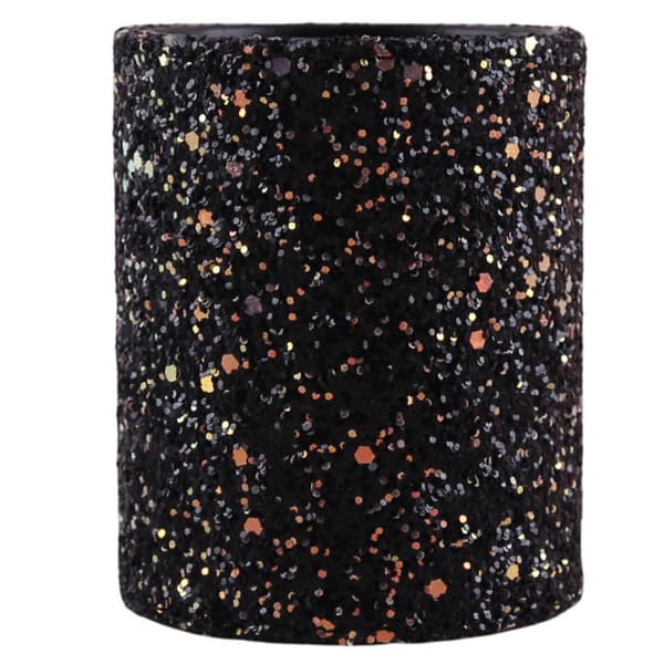 Makeupbørsteholder i plast med glitter, sort 9 x 7 x 7 cm