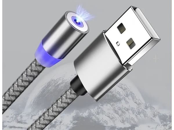 Magnetisk laddkabel 3-i-1 USB-C/Micro USB/Lightning 1 m