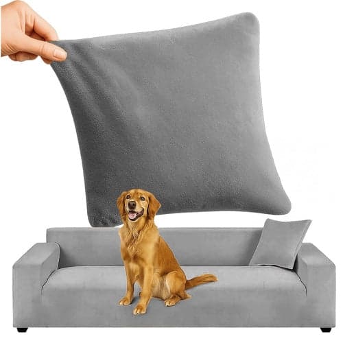 Sofföverdrag hörnsoffa elastisk sammet mörkgrå 190-230 cm + kuddfodral