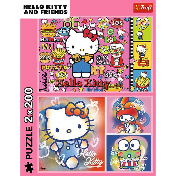 Pussel 2x200 bitar Hello Kitty & vänner, 2-pack 410x275 mm