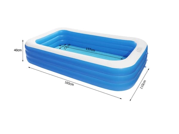 Oppustelig børnepool rektangulær PVC 165x110x40 cm