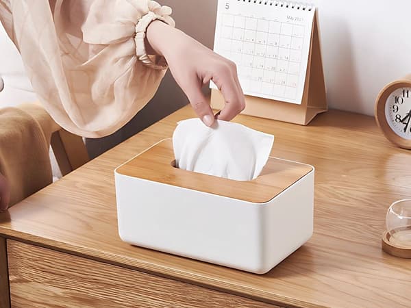 Näsduksbox tissue box vit bambu/plast 21x13x10 cm för standardboxar