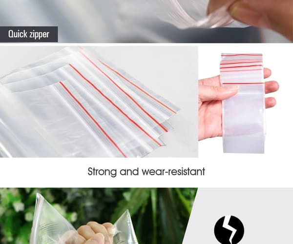 300-Pack Ziplock Blixtlåspåsar - Transparenta,