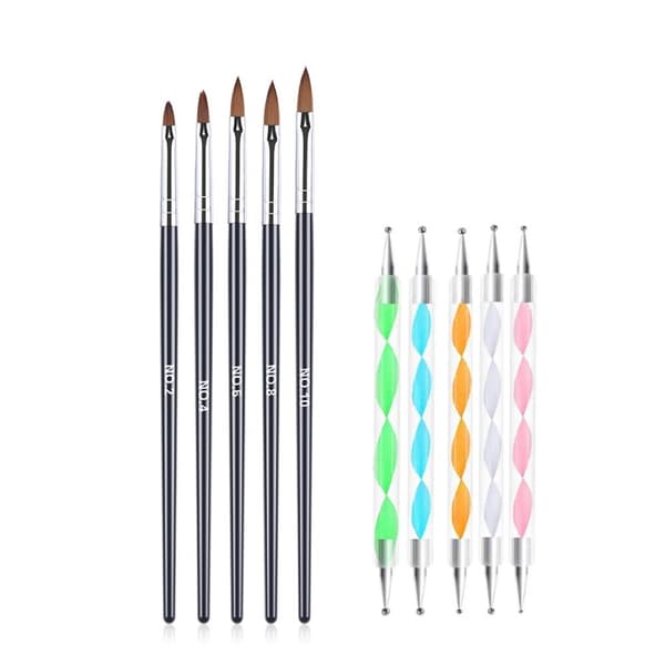 Nail Art Set - 5 Decoration Brushes & Dotting Tool