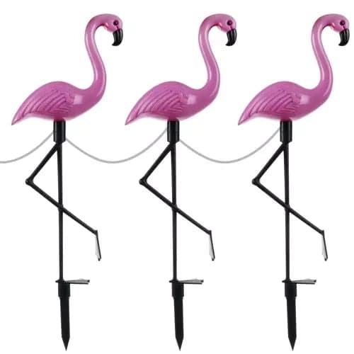 Solcellslampor flamingo 3-pack LED vit IP44 trädgårdsbelysning
