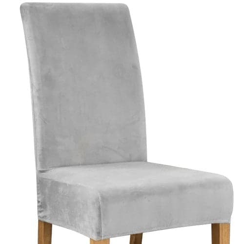 Stoleovertræk velourpolyester grå universel pasform ryglæn 65 cm