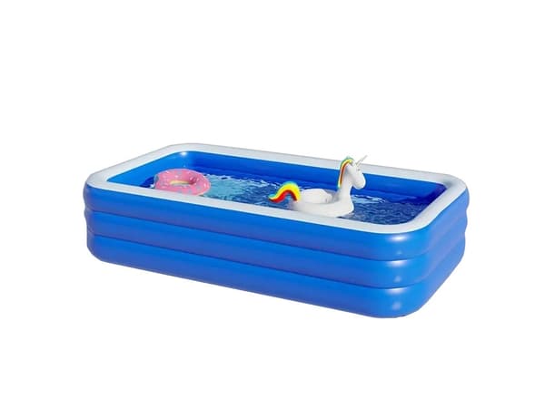 Oppustelig børnepool rektangulær PVC 165x110x40 cm