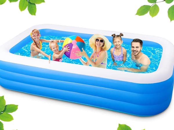 Uppblåsbar barnpool rektangulär PVC 165x110x40 cm