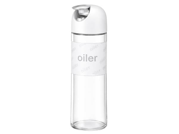 Oljedispenser i glas 510 ml med gravitationslock vit