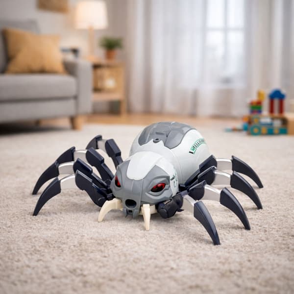 Fjernstyret RC spindelrobot 29 cm med røg, lys og lyd
