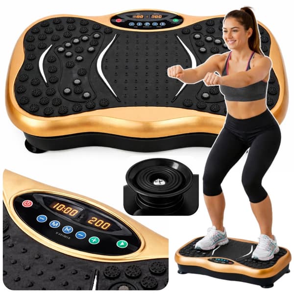 Vibrationsplatform til træning 120 niveauer Bluetooth 150 kg inkl. bånd