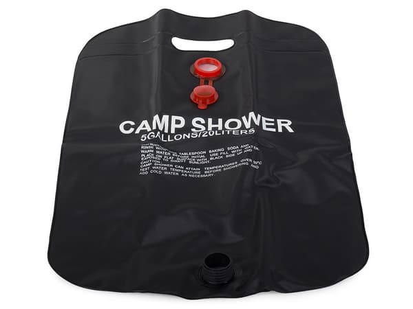 Solbruser campingbruser 20 L PVC sort med termometer og slange
