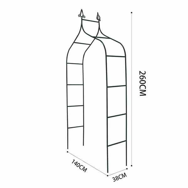Havepavillon espalier til klatreplanter stål sort 265 cm