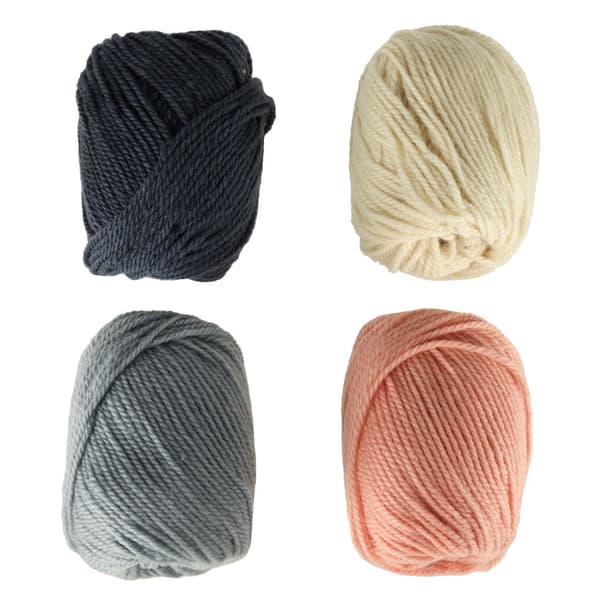 Garnset 4-pack 50 g/nystan polyester/akryl 60 m kräm/grå/blå/orange