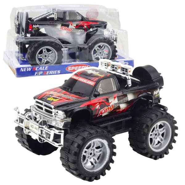 Off-road legetøjsbil baghjulstrukket 27 cm med gummidæk, hurtigstart