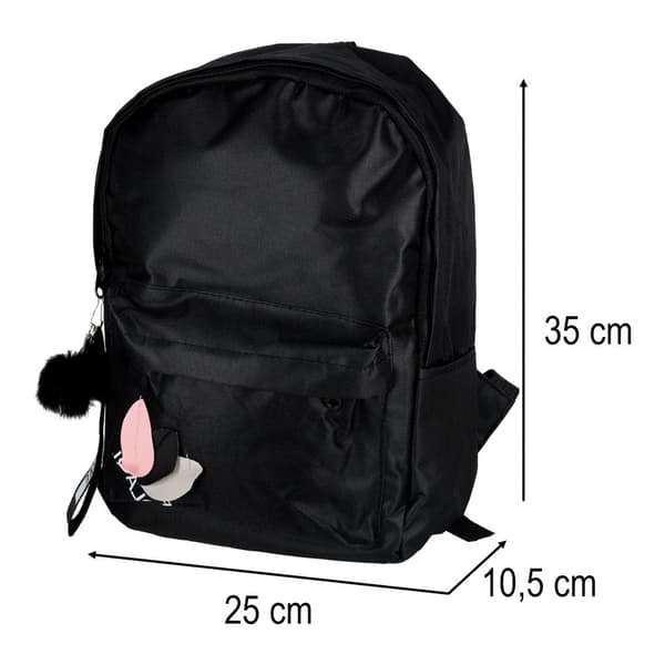 Ungdomsrygsæk sort 9L A4 1 rum 3 lommer polyester 600D